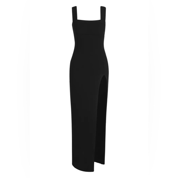 PETITE SQUARE NECK SPLIT MAXI DRESS - Picture 2 of 2